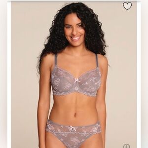 Freya Offbeat Decadence Bra NWT Grey/Pink Lace Bra 38G (US Size 38I)